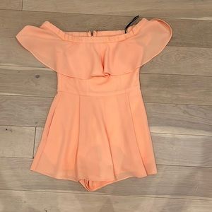 Black Halo orange off the shoulder romper